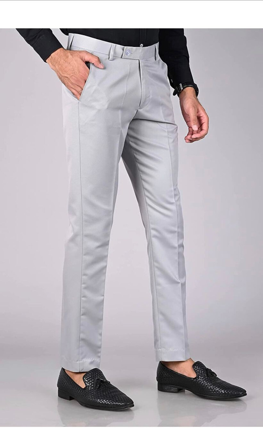 Image of AENT Regular Fit Men Grey Trousers