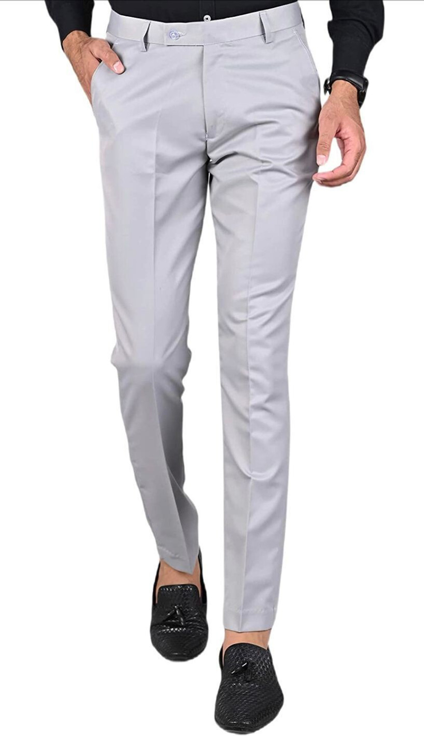 Image of AENT Regular Fit Men Grey Trousers