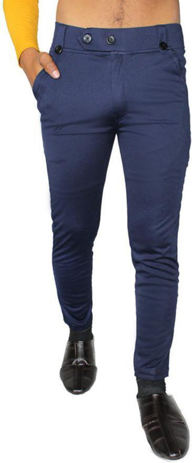 Image of Roadster Men Relaxed Multicolor Cotton Blend Trousers