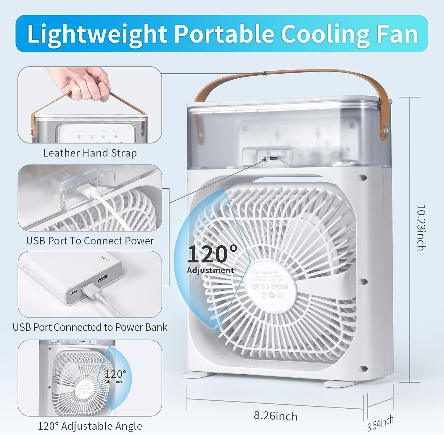 Image of IMMUTABLE Portable Ac Mini Cooler Fan For Room SGV13 Portable USB Air Cooler Fan with Ice Chamber SG13 USB Air Cooler (Multicolor)