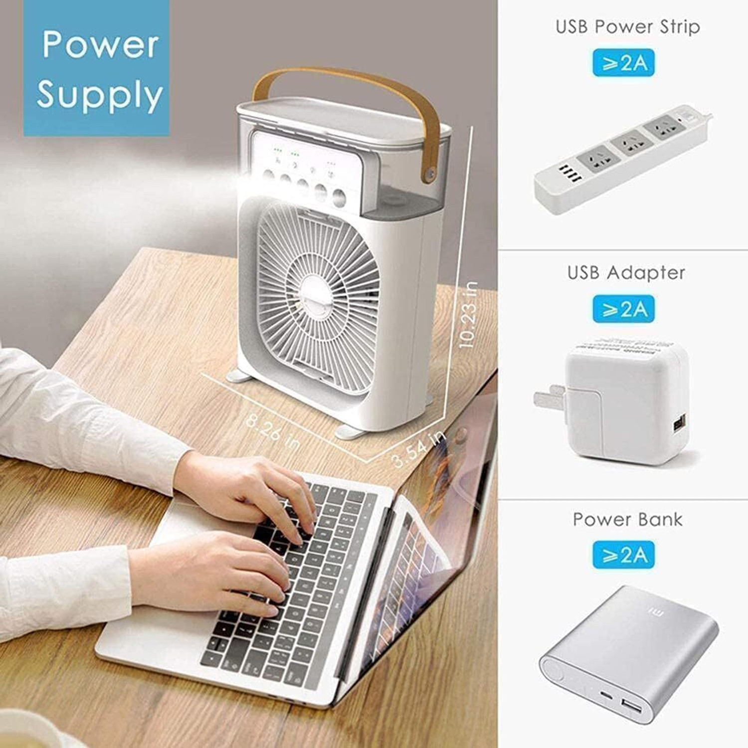 Image of gurukru Mini Cooler for Room Cooling AC Portable Mini Fan Mini cooler with fan-01 USB Fan (White)