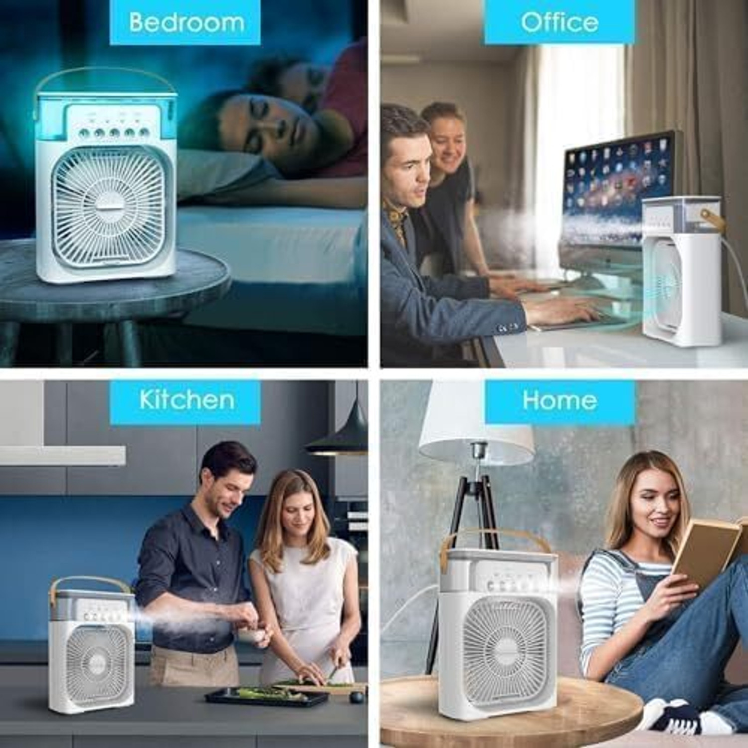 Image of gurukru Mini Cooler for Room Cooling AC Portable Mini Fan Mini cooler with fan-01 USB Fan (White)