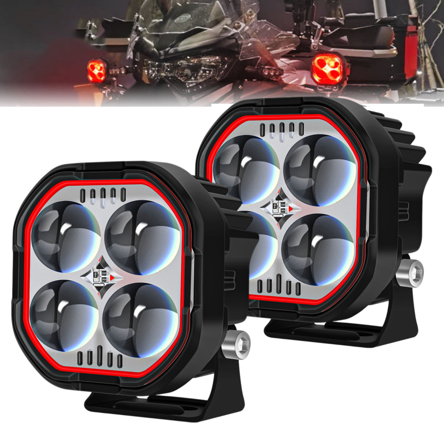 Image of automunk AM G16 Light with red devils eye Fog Lamp Car, Motorbike LED (12 V, 48 W) (Universal For Bike, Pack of 2)