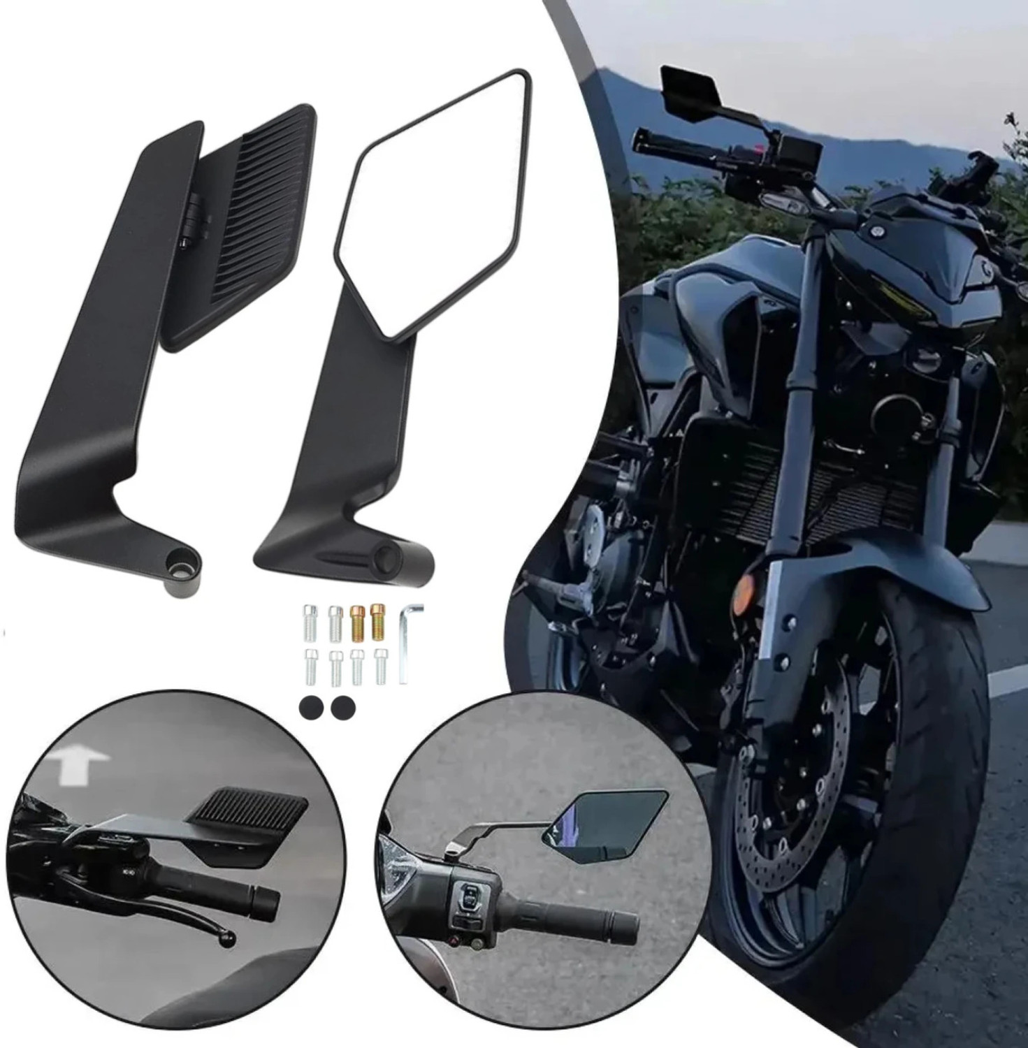Image of TA Manual Blind Spot Mirror, Driver Side, Dual Mirror, Rear View Mirror For Universal For Bike, TVS, Honda, Hero, Bajaj Universal For Bike (Left, Right)