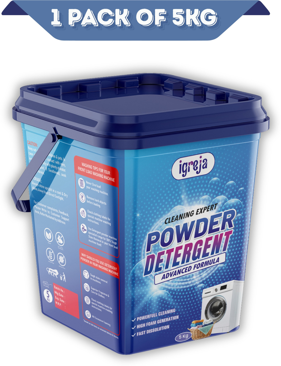 Image of IGREJA Bright Like New Front /Top Load Cleaning Expert Blue Detergent Powder 5 kg Detergent Powder (Fresh) (10 kg)