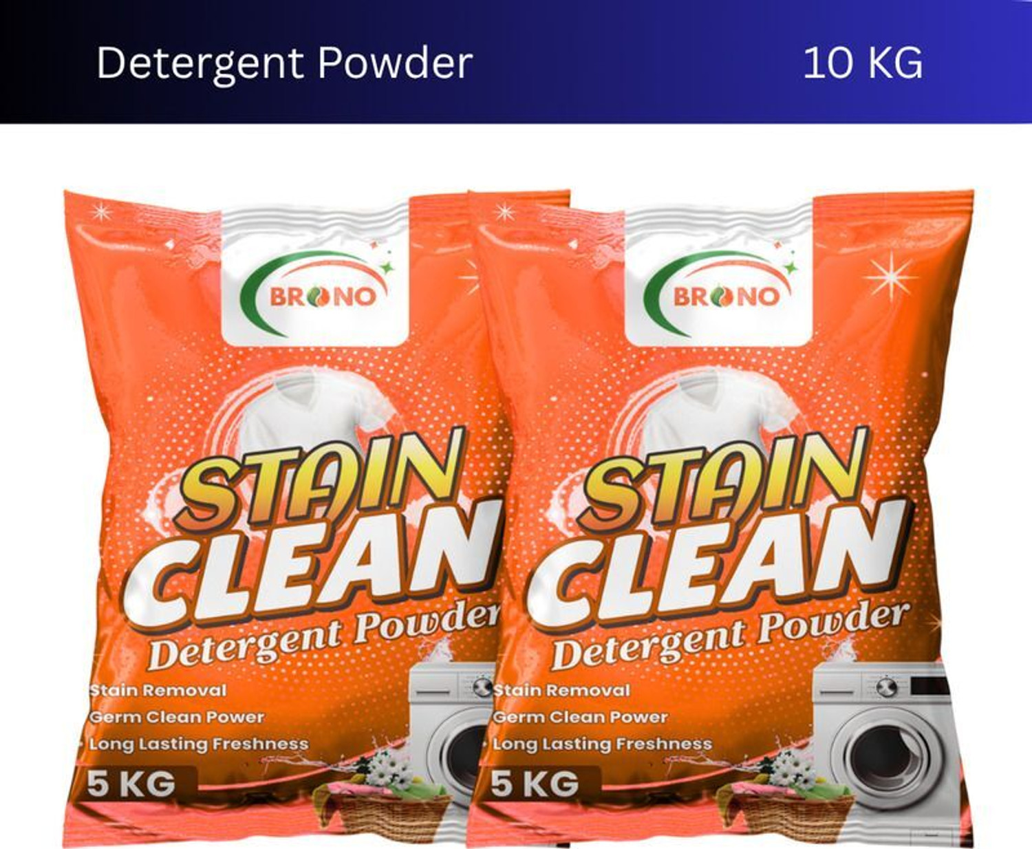 Brono Bright Wash Detergent Powder | Strong Cleaning | Smooth Wash | PC1E3...