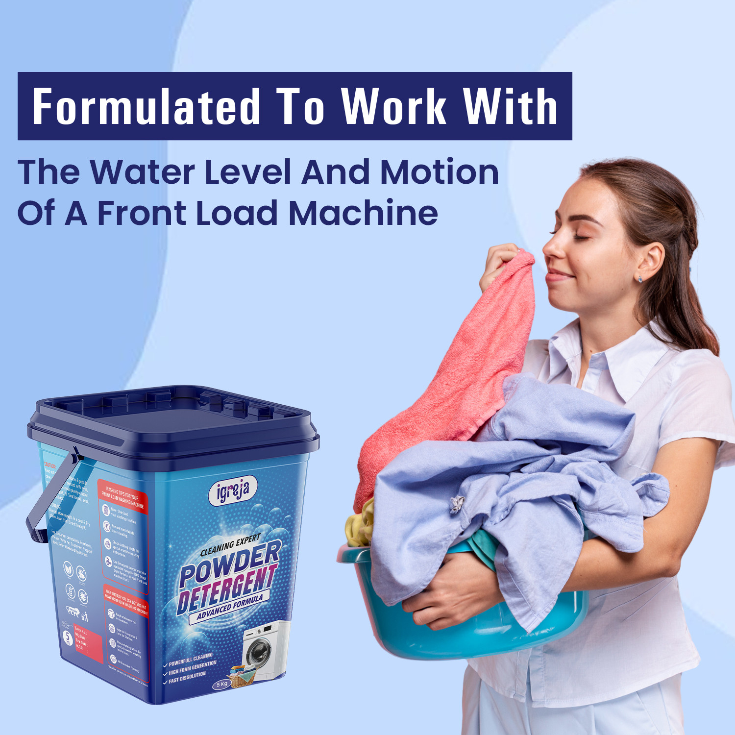 Image of IGREJA Bright Like New Front /Top Load Cleaning Expert Blue Detergent Powder 5 kg Detergent Powder (Fresh) (10 kg)