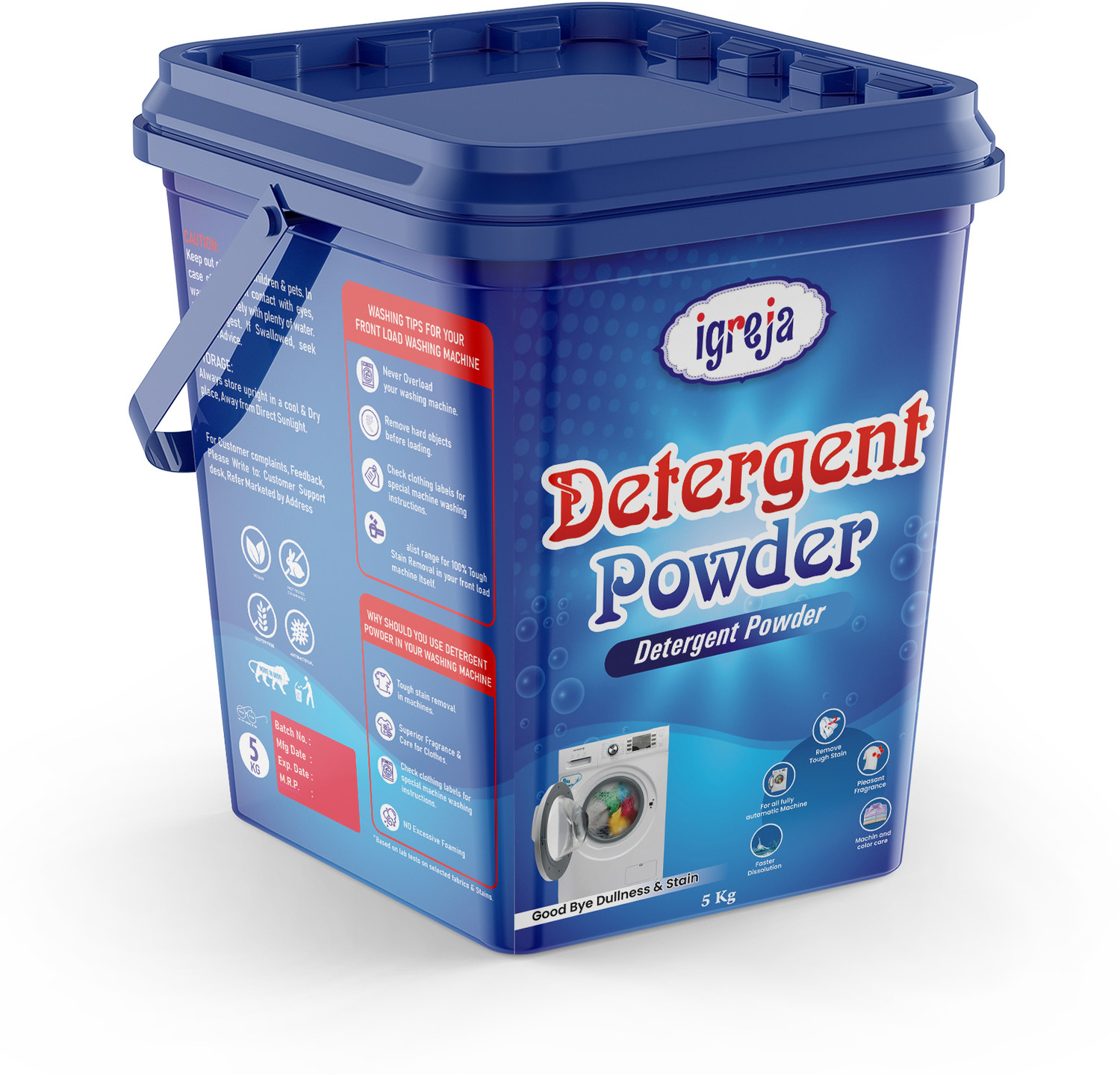 Image of IGREJA Bright Like New Front /Top Load Cleaning Expert Blue Detergent Powder 5 kg Detergent Powder (Fresh) (10 kg)