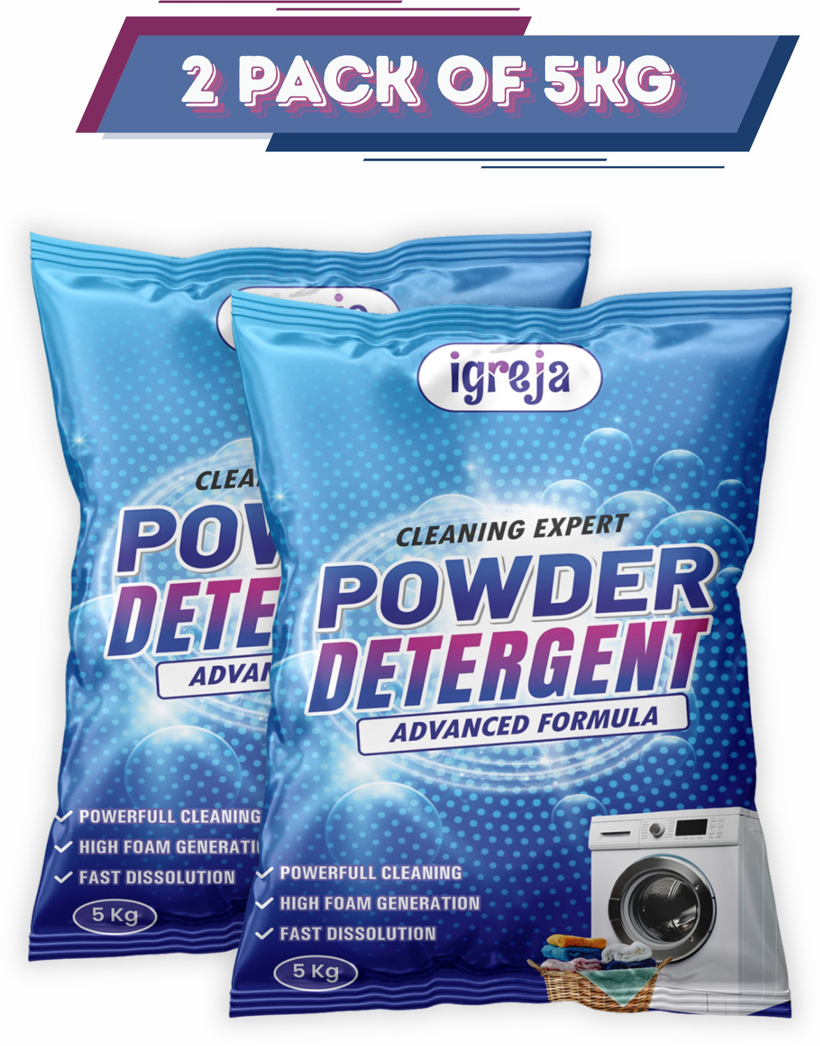 Image of IGREJA Cleaning Expert Power Detergent 10 kg | Powerful Cleaning & Fast Dissolution Detergent Powder (Fresh) (10 kg)