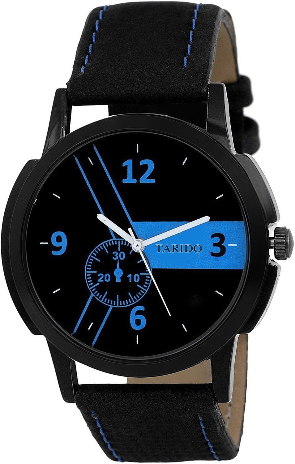 Image of Tarido Exclusive watch black dial black leather strap analog wrist Analog Watch - For Men TD1537NL01