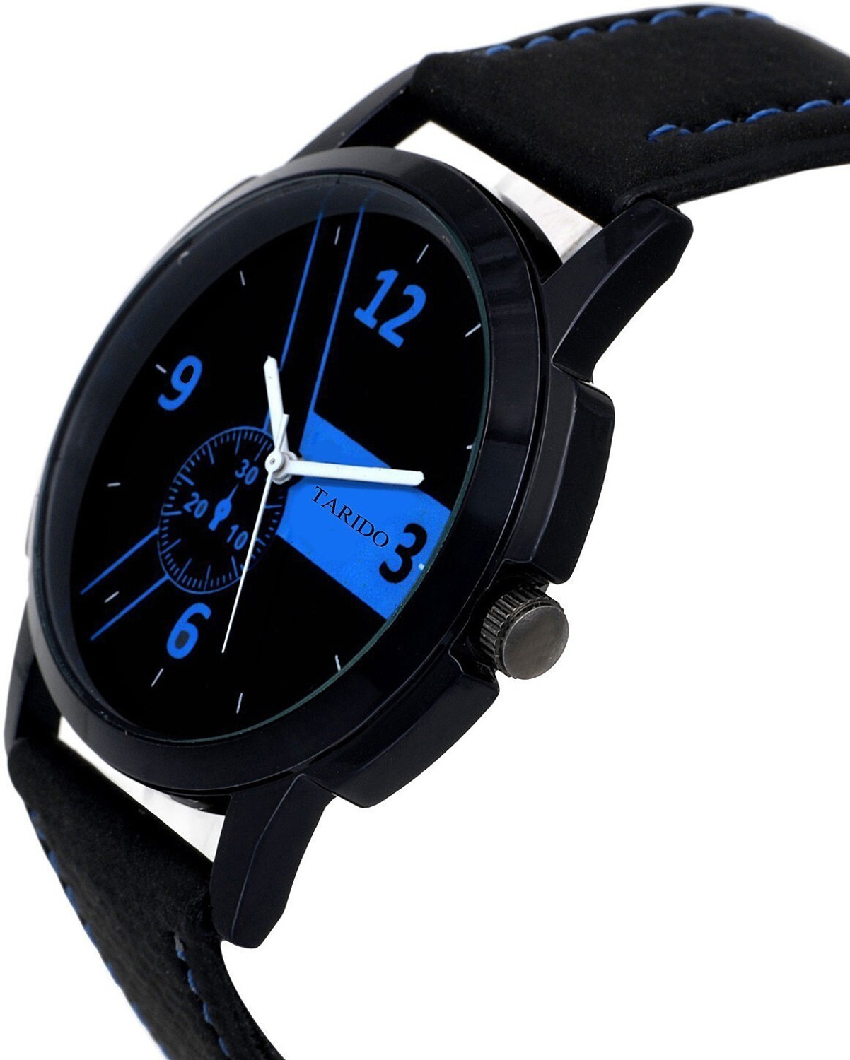 Image of Tarido Exclusive watch black dial black leather strap analog wrist Analog Watch - For Men TD1537NL01