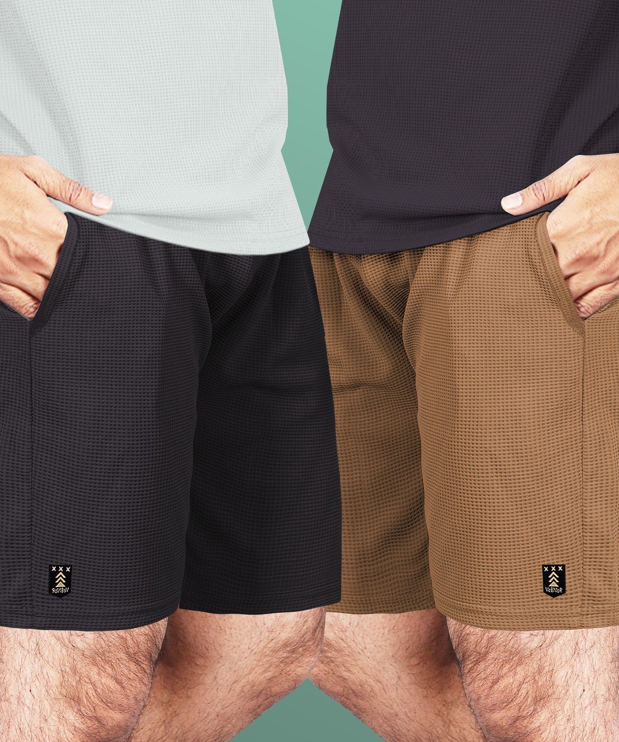 Image of VeBNoR Pack of 2 Solid Men Black, Brown Casual Shorts