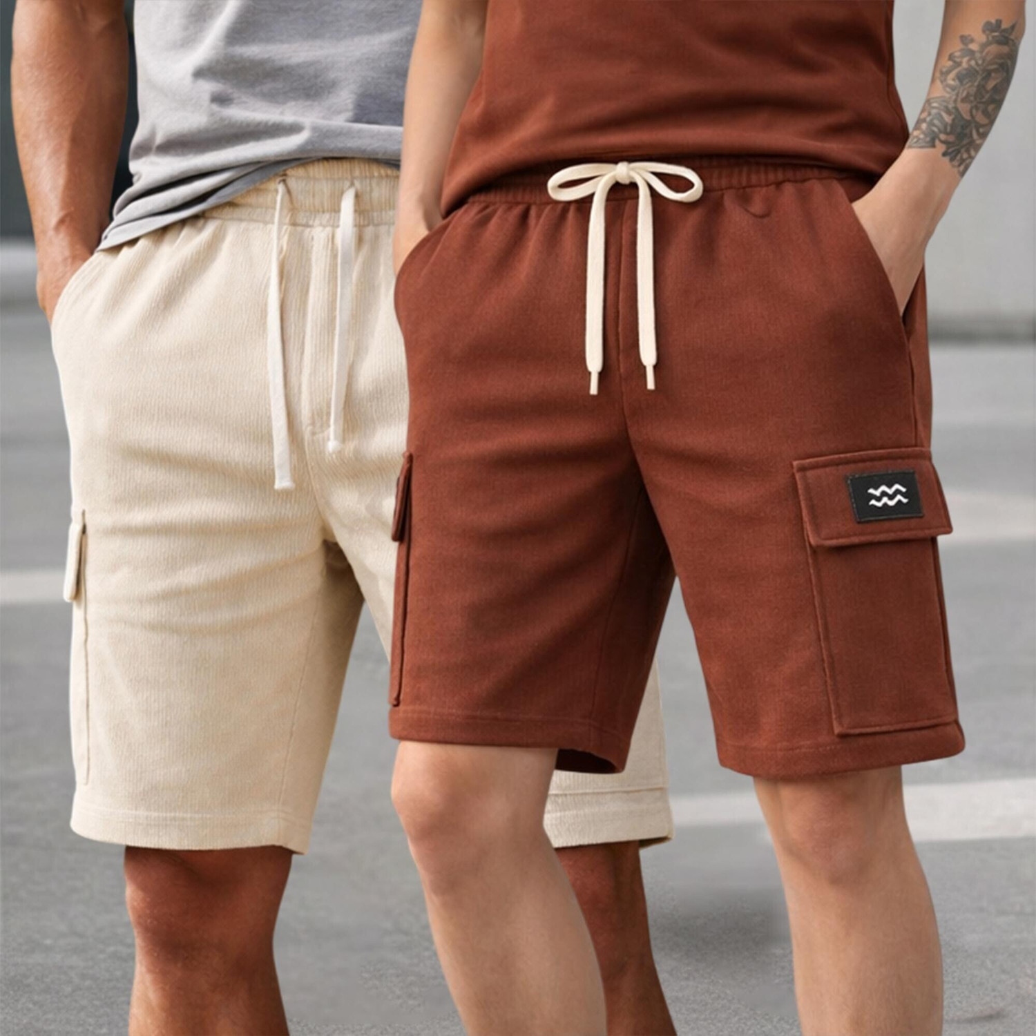 Image of FABFLEE Solid Men Multicolor Basic Shorts