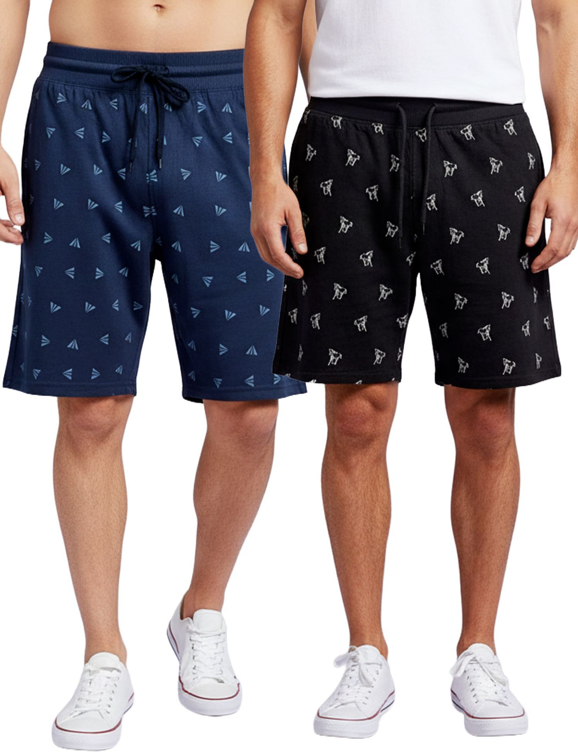 Image of TL Creation Pack of 2 Solid, Checkered Men Black, Dark Blue Casual Shorts