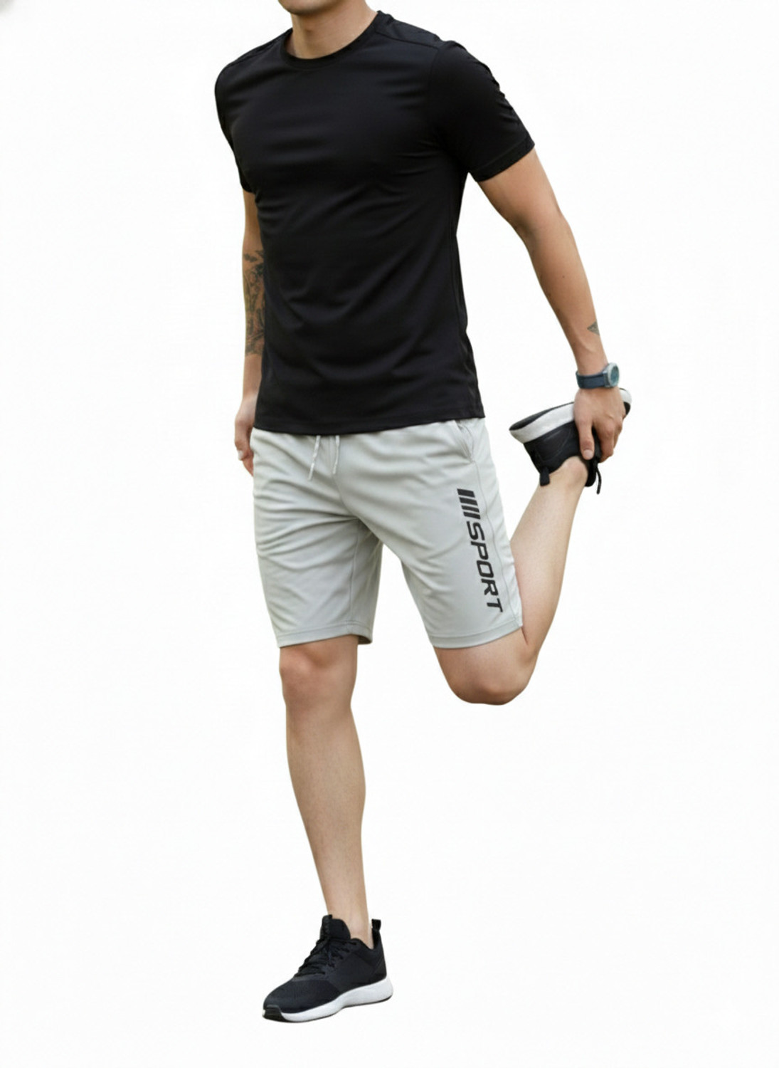 Image of FLYZEN Pack of 2 Solid Men Grey Regular Shorts