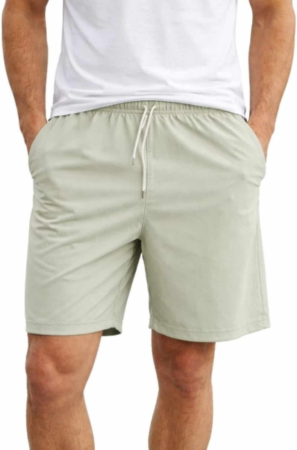 Image of Qvick Self Design Men Beige, Brown Cargo Shorts
