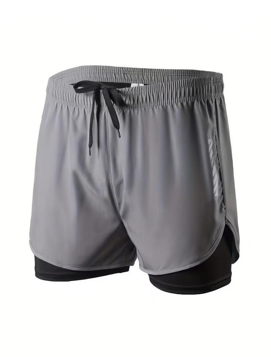 THIRD QUADRANT Printed Men Dark Grey Running Shorts - Image 1