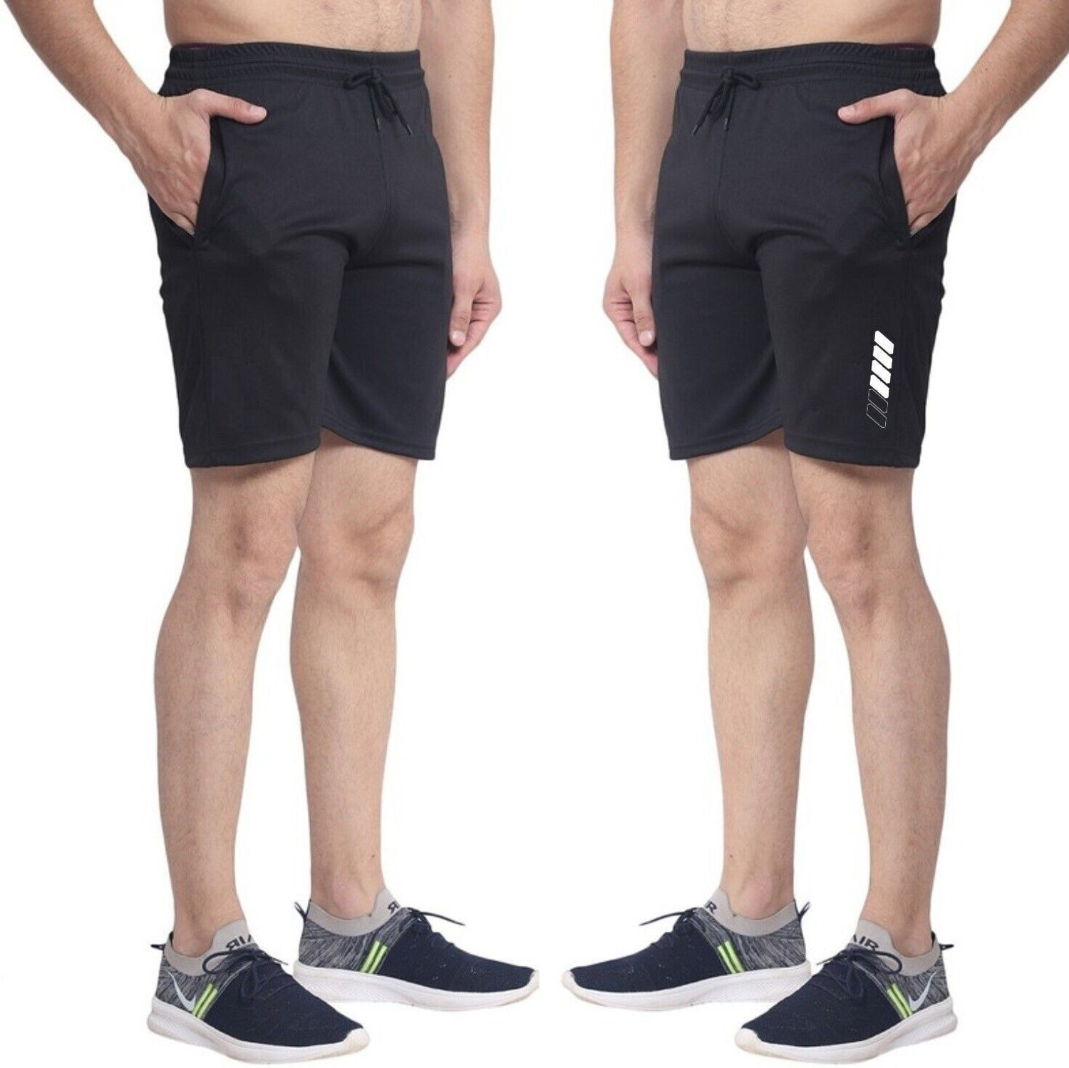 Image of EZCLOTHING Pack of 2 Solid Men Black, Grey Casual Shorts, Baggy Shorts, Regular Shorts