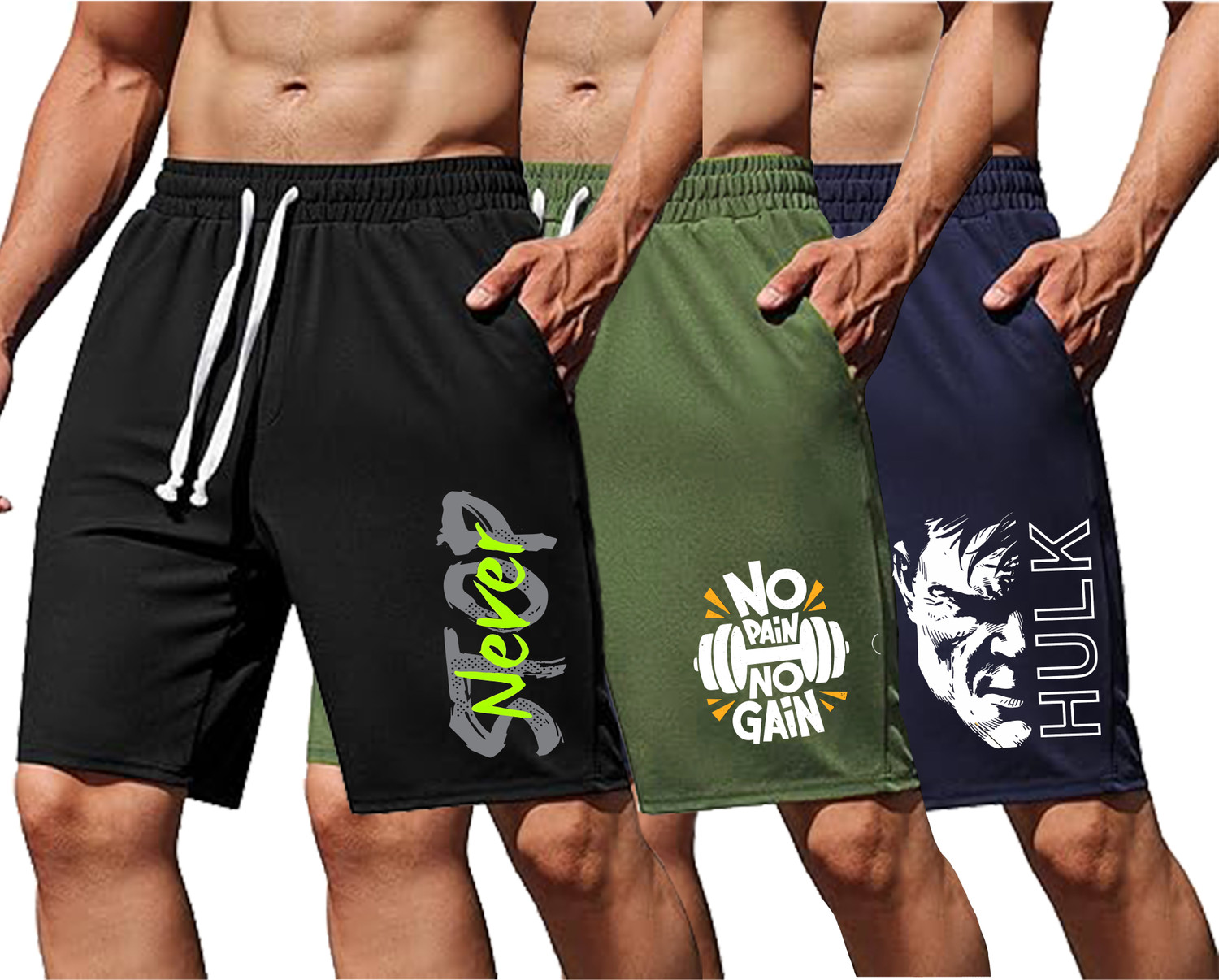 Image of EZCLOTHING Pack of 2 Solid Men Black, Grey Casual Shorts, Baggy Shorts, Regular Shorts