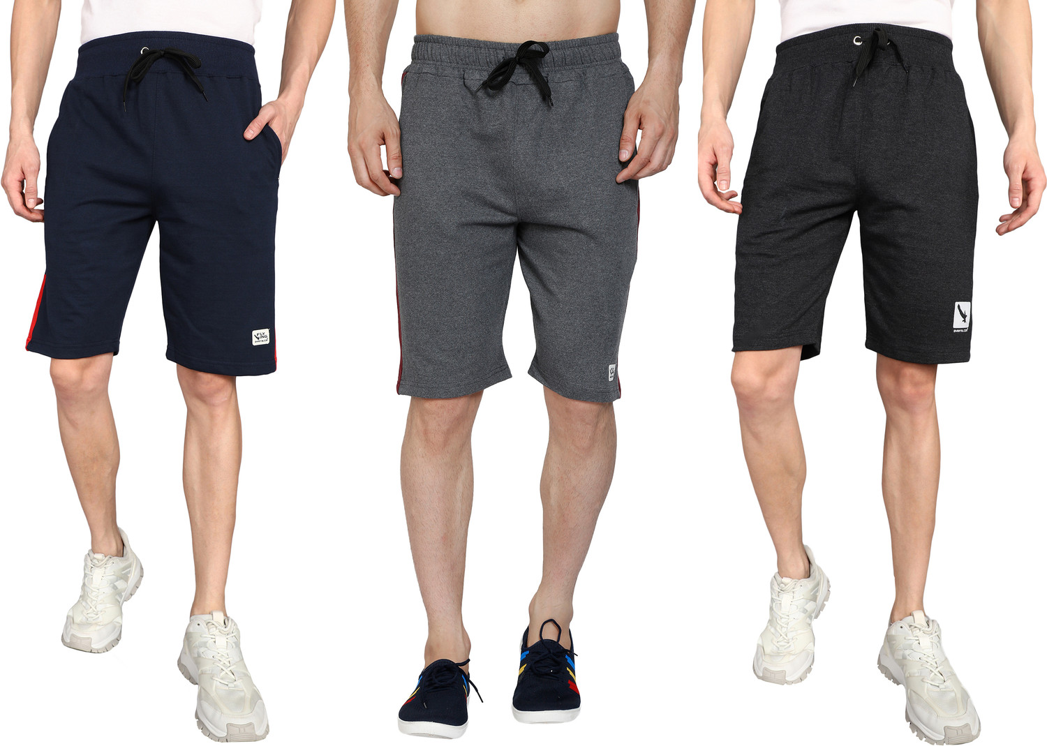 Image of TENRUN Solid Men Grey Regular Shorts