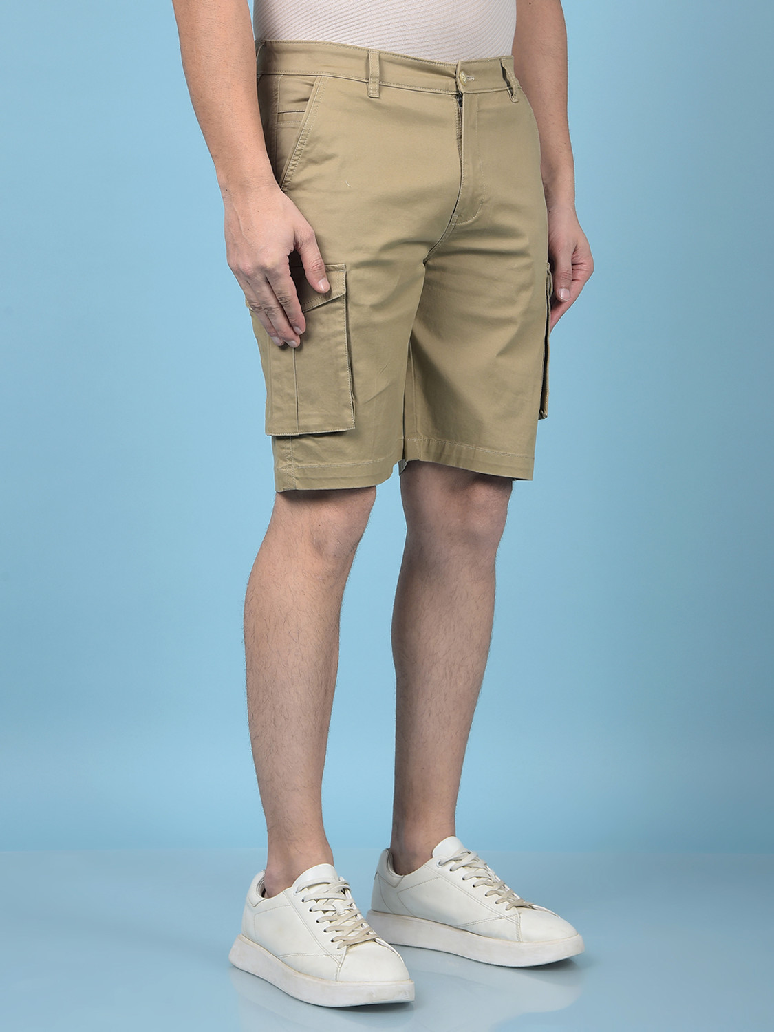 Image of CRIMSOUNE CLUB Solid Men Khaki Cargo Shorts