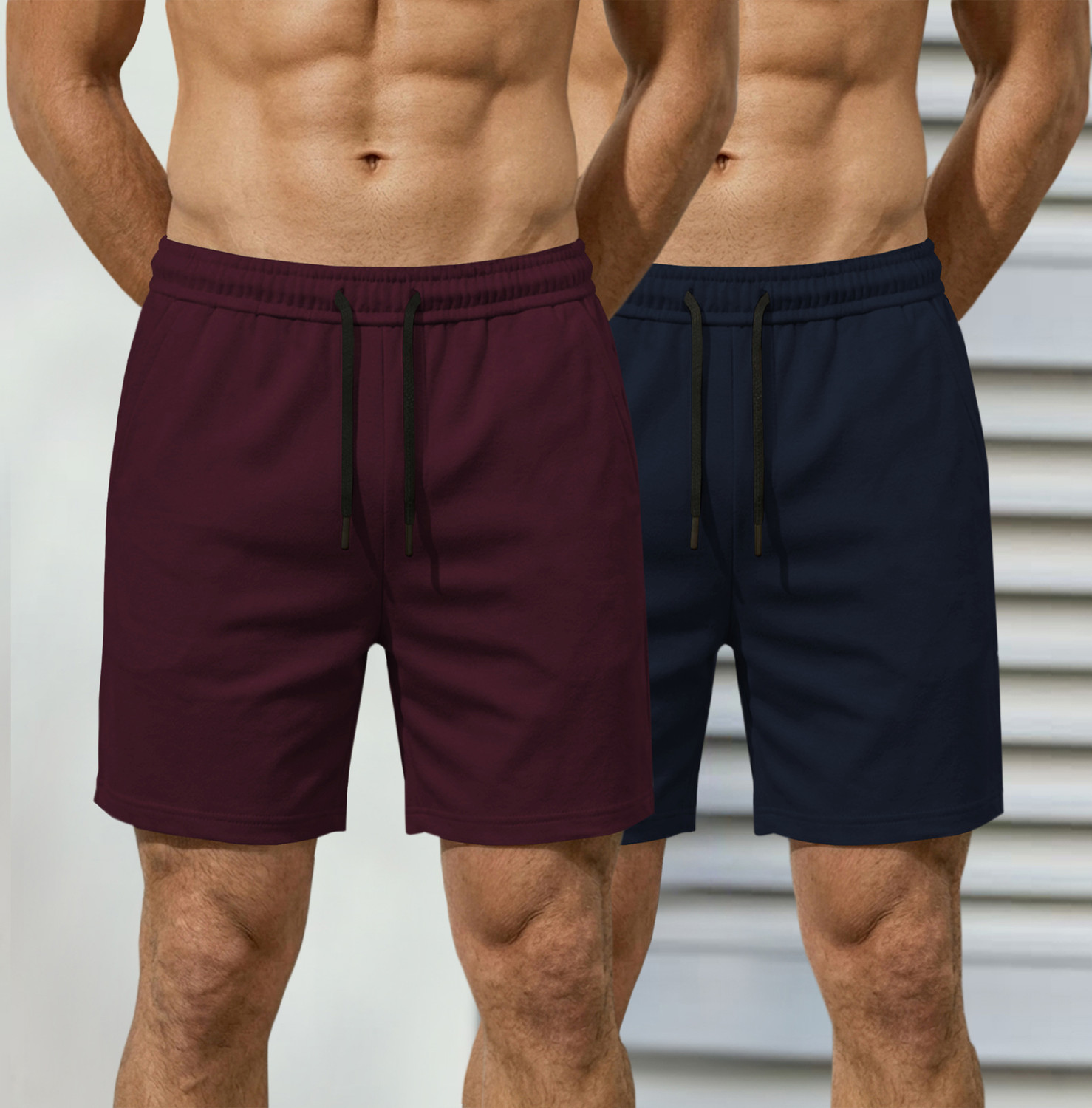Image of EZCLOTHING Pack of 2 Solid Men Black, Grey Casual Shorts, Baggy Shorts, Regular Shorts