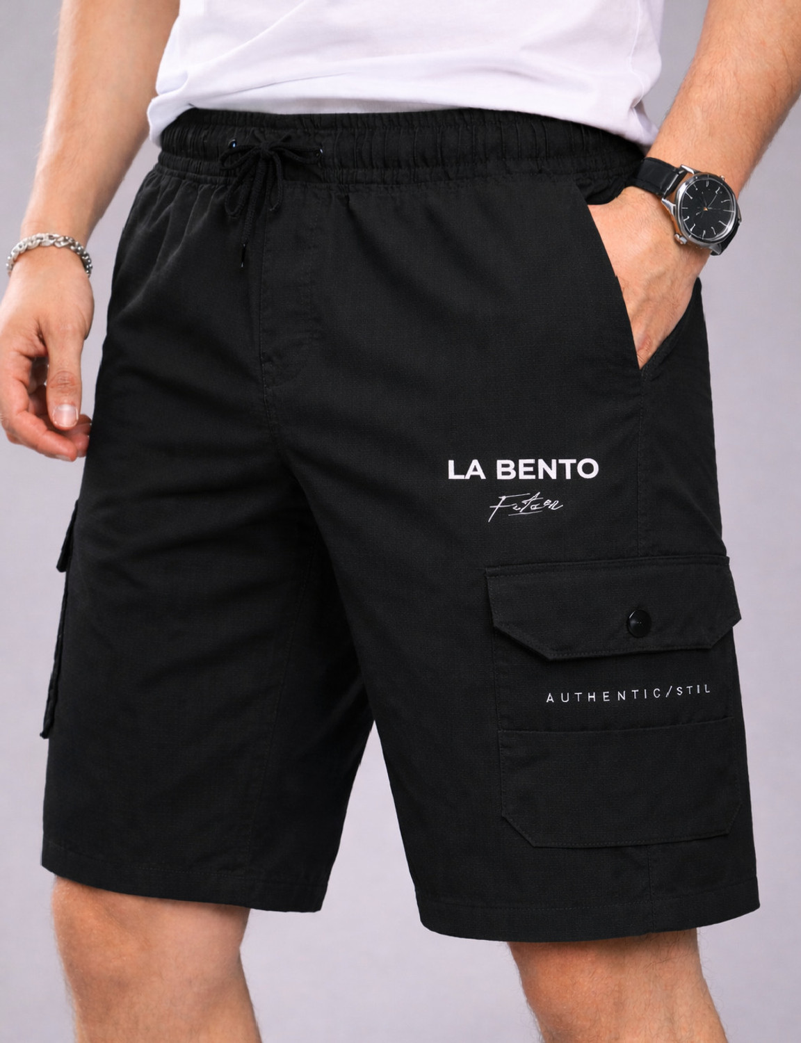 Image of EZCLOTHING Pack of 2 Solid Men Black, Grey Casual Shorts, Baggy Shorts, Regular Shorts
