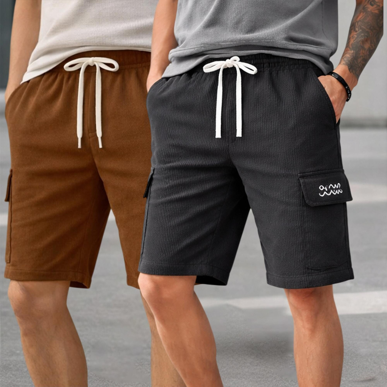 Image of FABFLEE Solid Men Multicolor Basic Shorts
