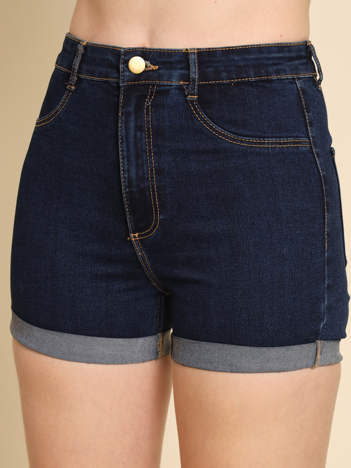 Image of TANDUL Solid Women Denim Blue Denim Shorts
