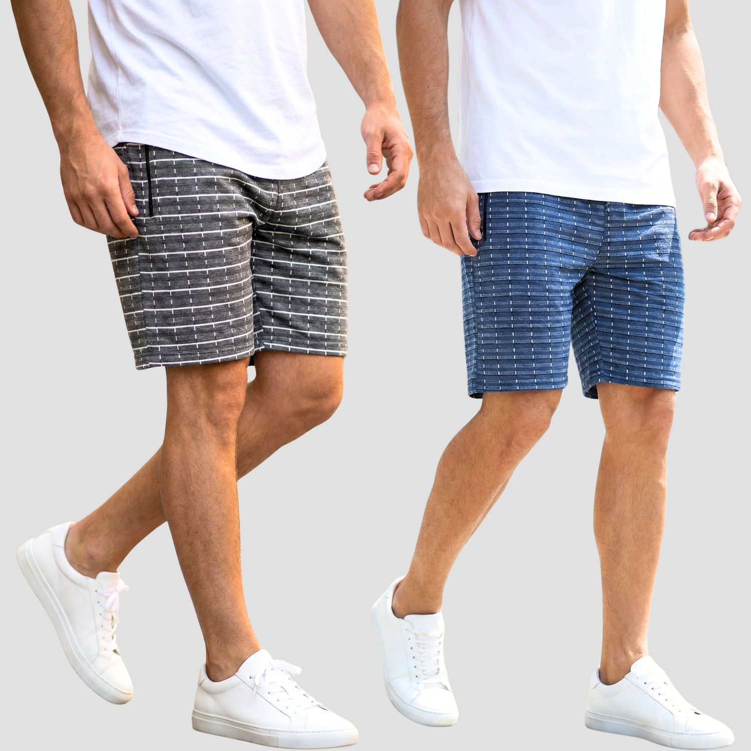 Image of TL Creation Pack of 2 Solid, Checkered Men Black, Dark Blue Casual Shorts