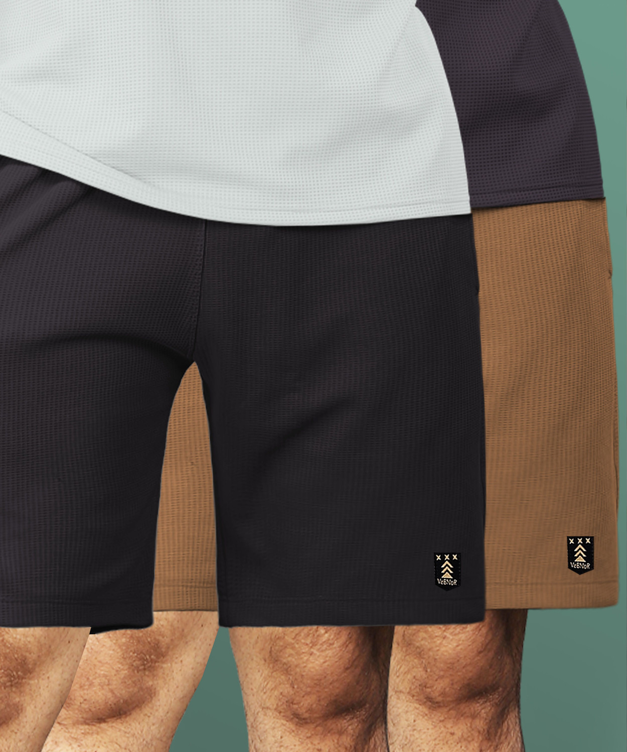 Image of VeBNoR Pack of 2 Solid Men Black, Brown Casual Shorts
