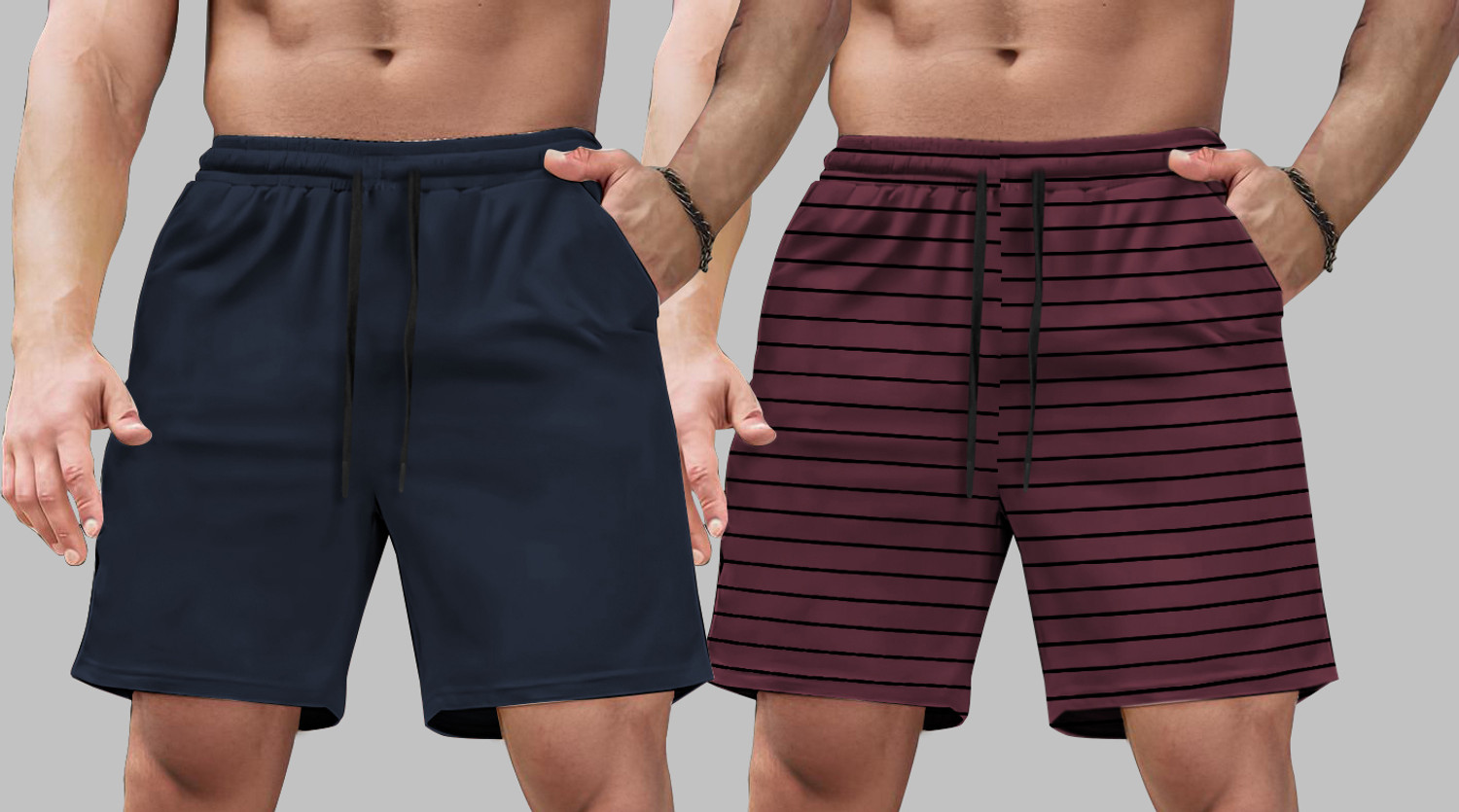 Image of Jump Cuts Pack of 2 Printed Men Multicolor Basic Shorts