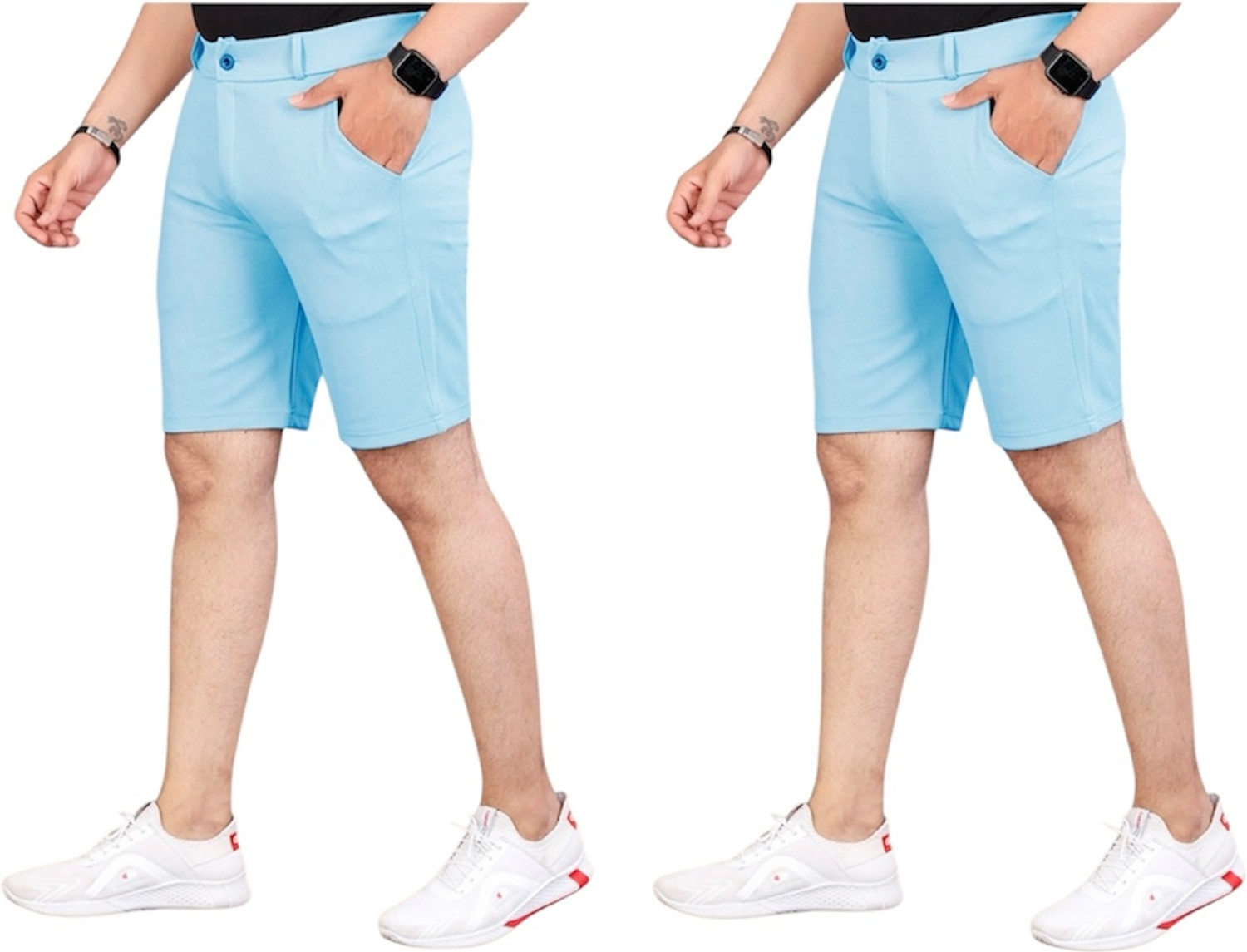 Image of VeBNoR Pack of 2 Solid Men Black, Brown Casual Shorts