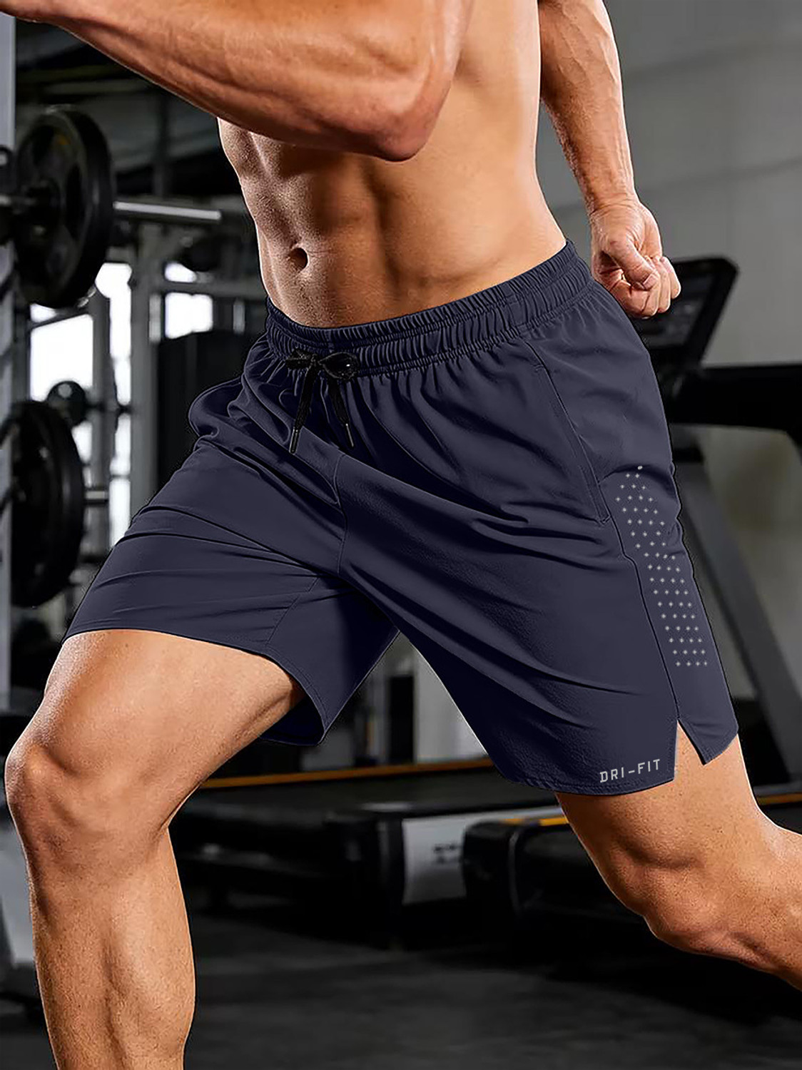 Image of FINWIN Solid Men Black Gym Shorts