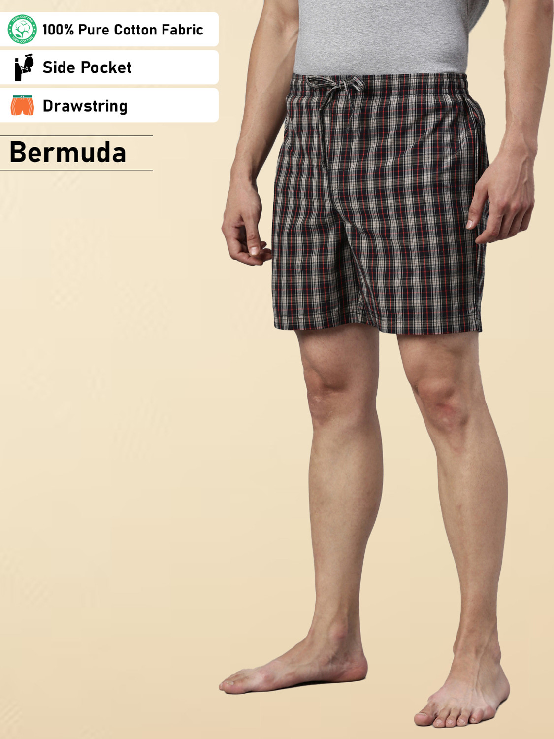 JOVEN Multicolor Checkered Bermuda Shorts - Image 1