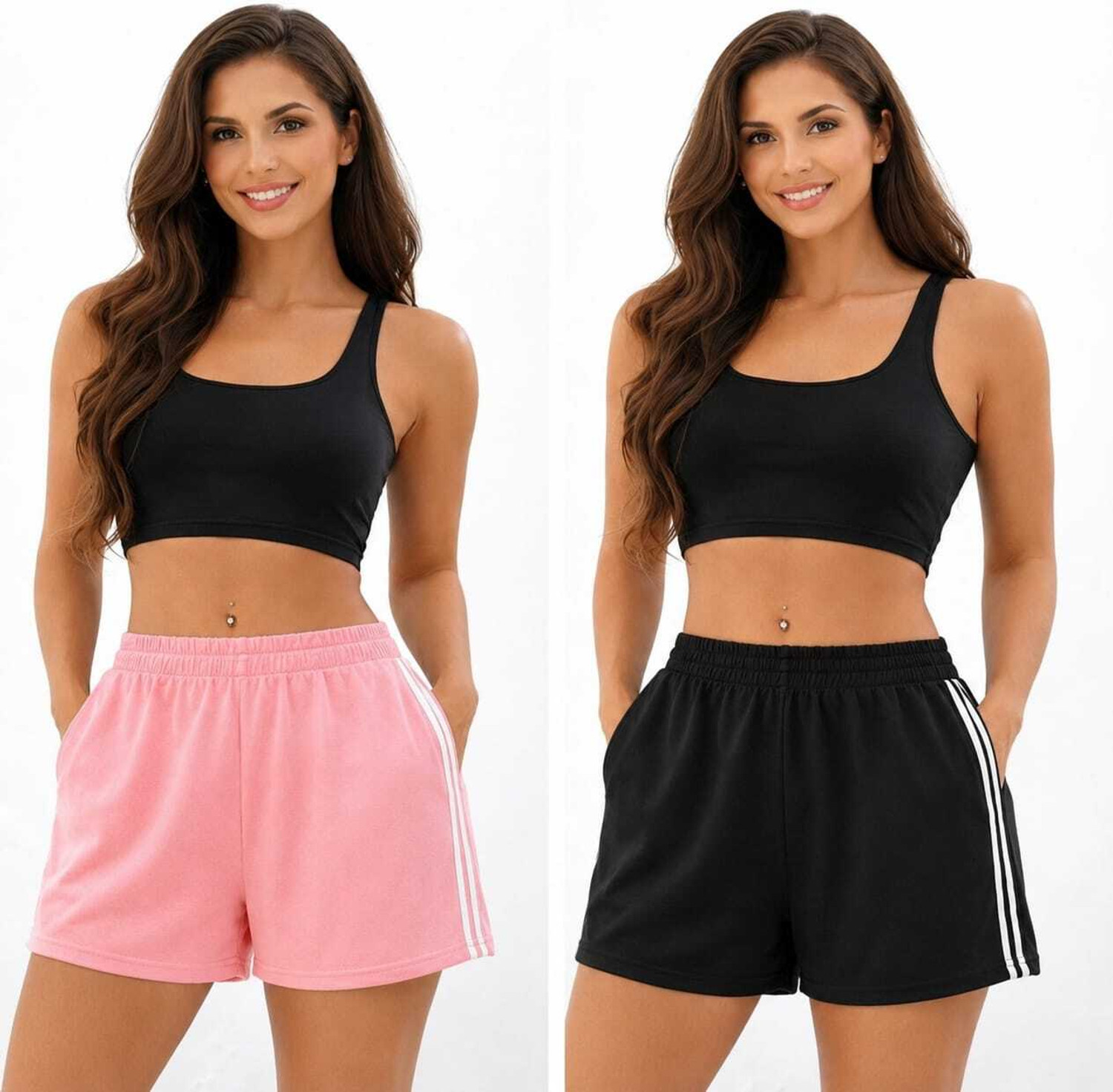 Image of KLART Pack of 2 Checkered Women Pink Regular Shorts