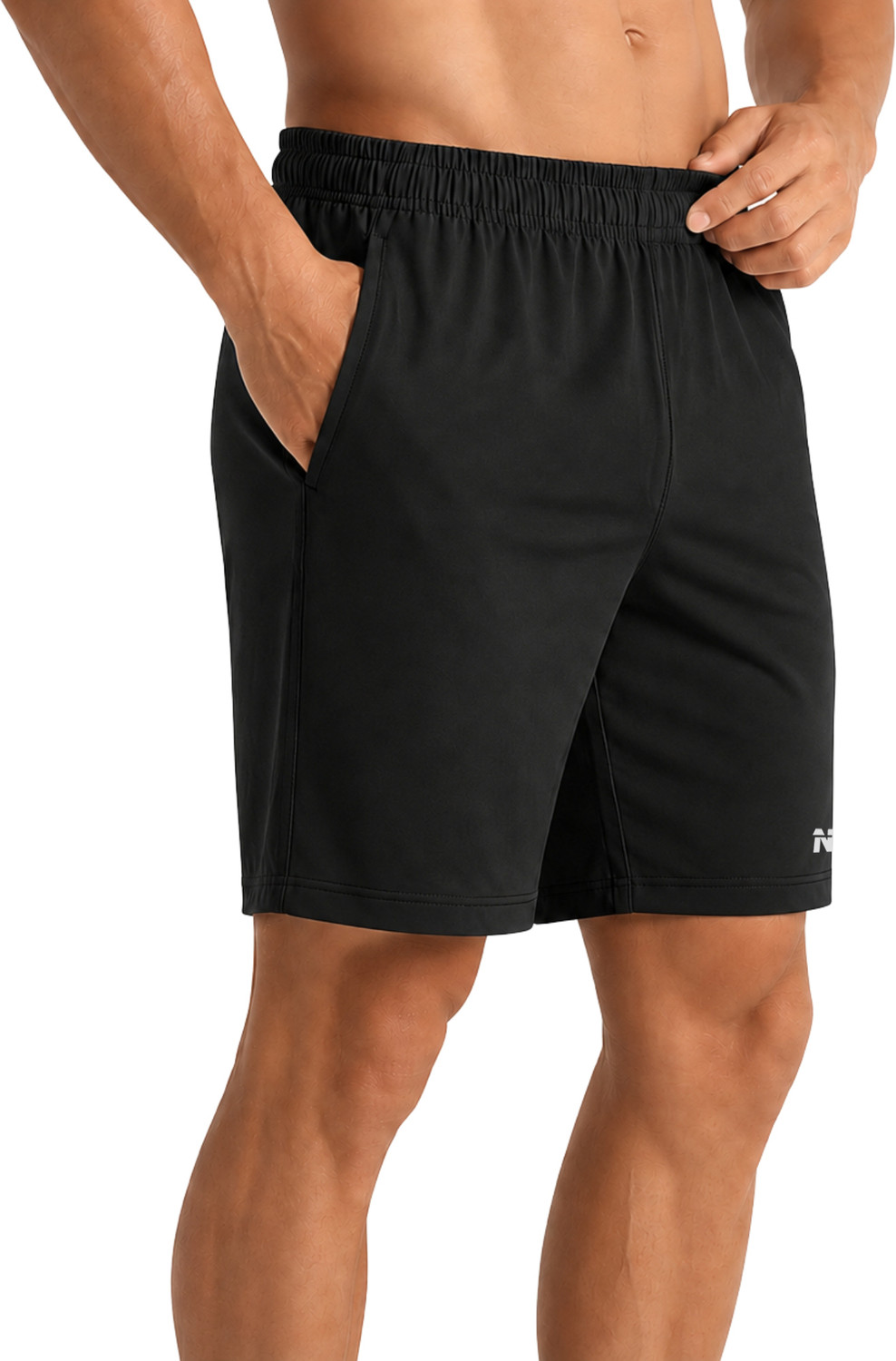 Image of NINQ Solid, Striped Men Black Compression Shorts