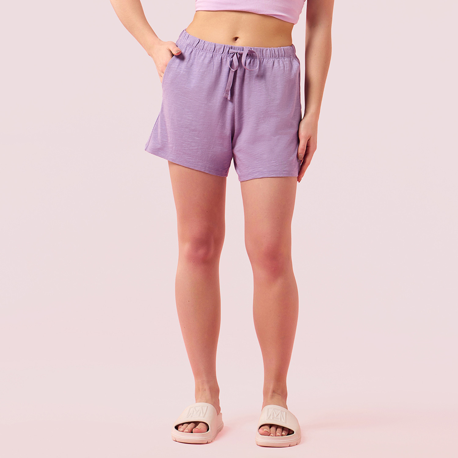 Image of Enamor Solid Women Purple Regular Shorts