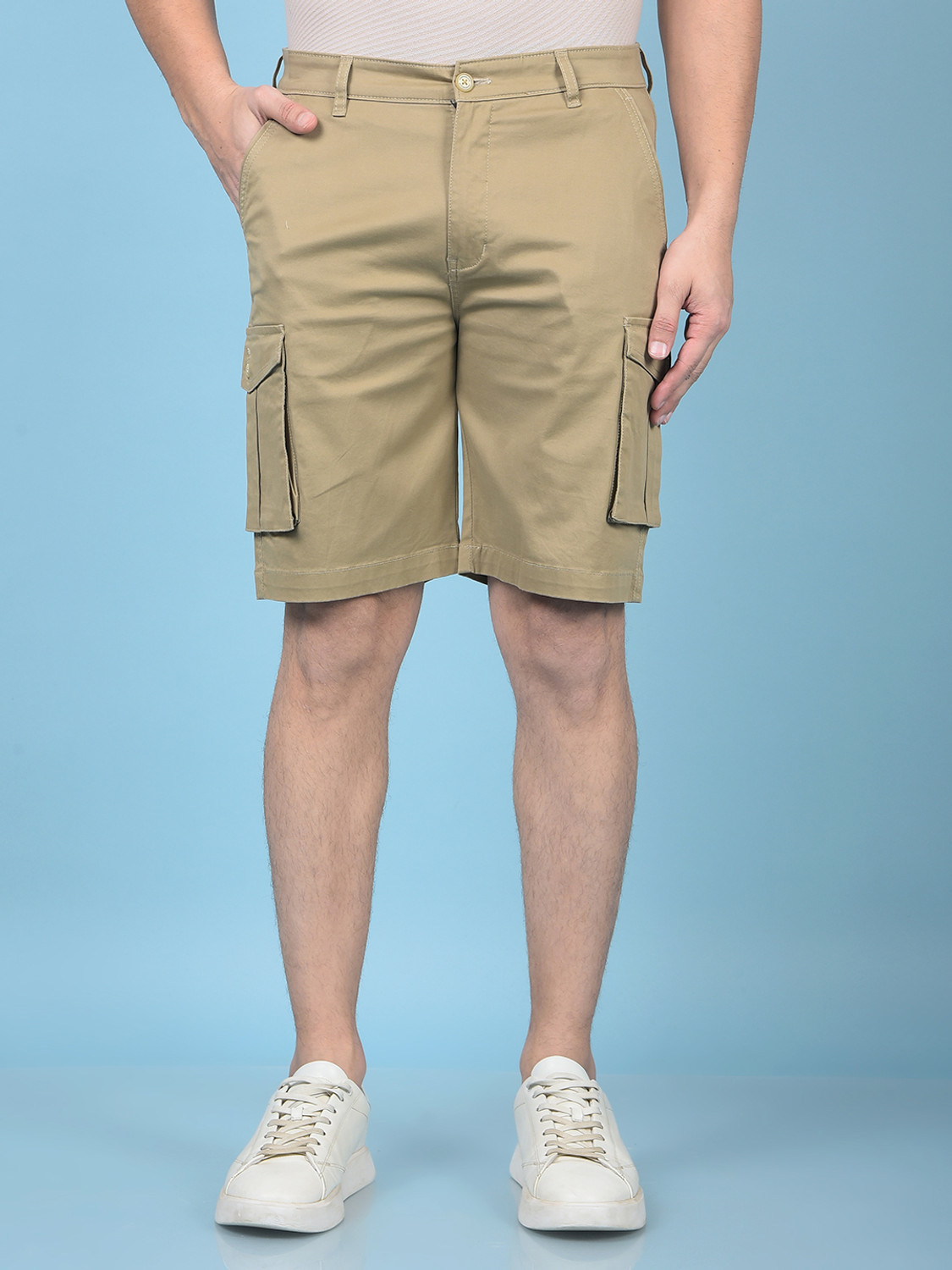 Image of CRIMSOUNE CLUB Solid Men Khaki Cargo Shorts