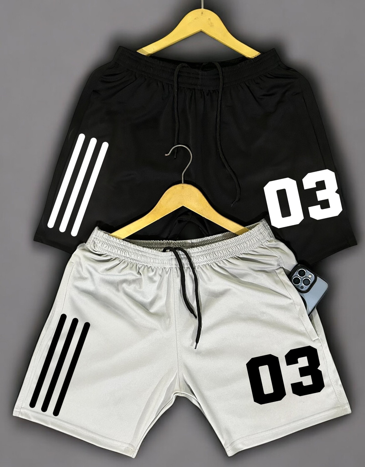 Image of FINWIN Solid Men Black Gym Shorts
