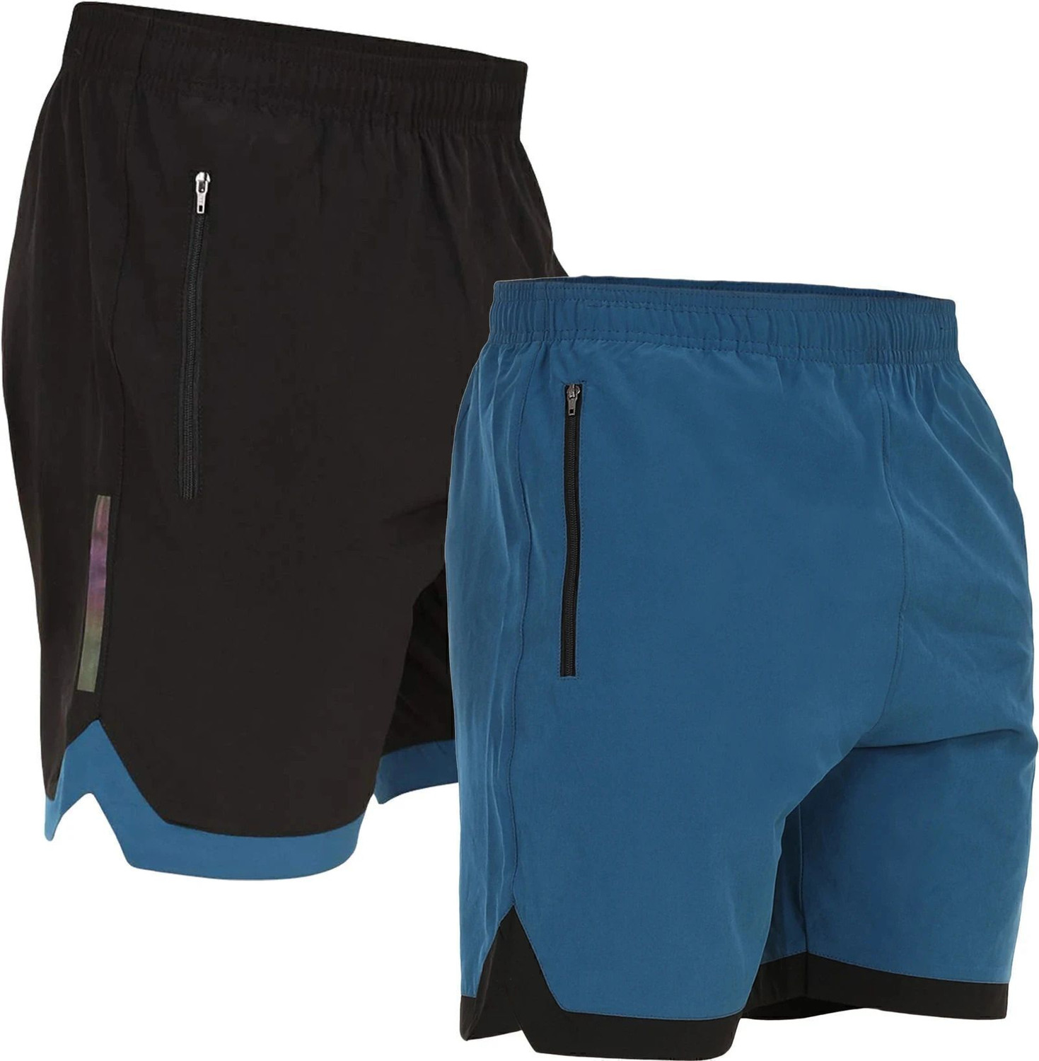 HouseOfCommon 2 Pack Men Gym Shorts Blue, Black - Image 1