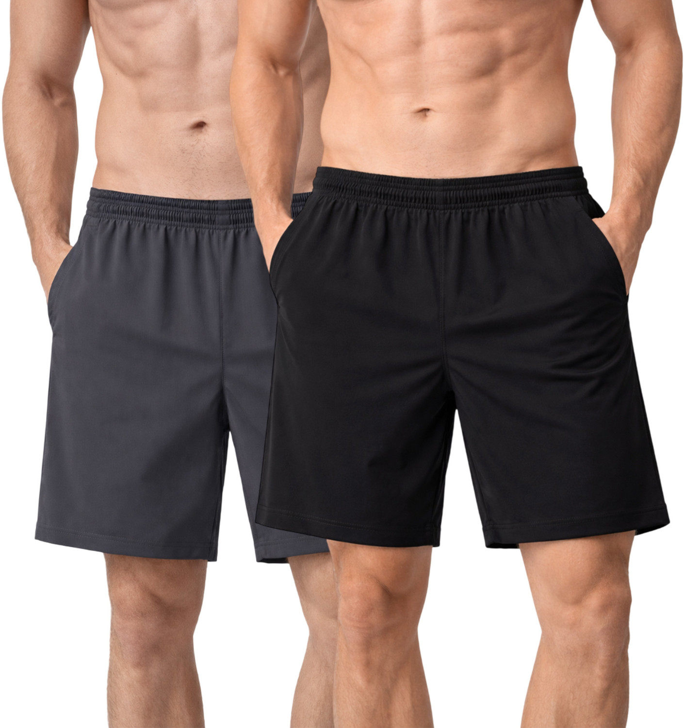 Image of EZCLOTHING Pack of 2 Solid Men Black, Grey Casual Shorts, Baggy Shorts, Regular Shorts