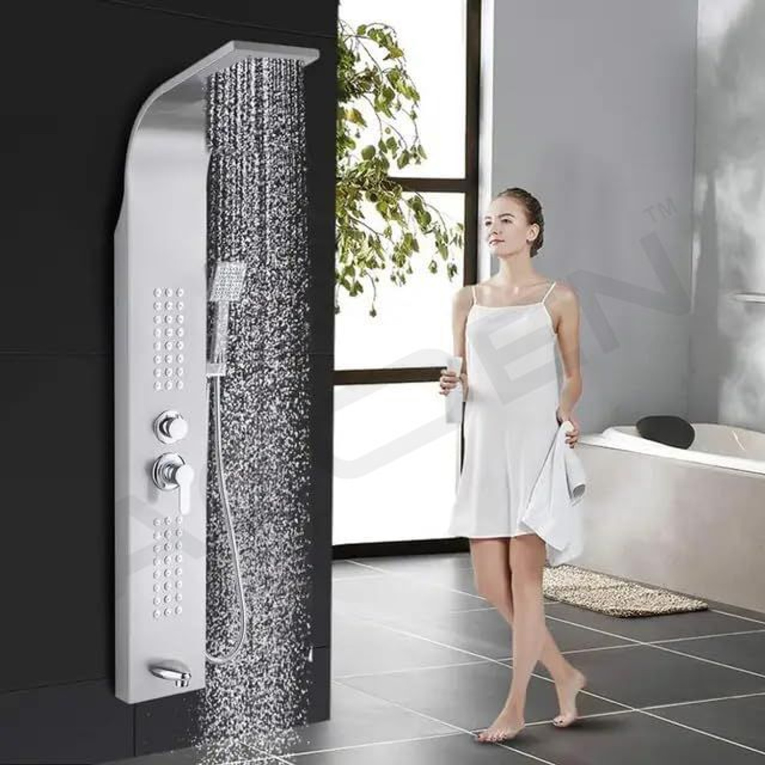 Image of LUPPRA Rainfall Shower System with Hand Shower Rain Shower System Pulse mode, Jet stream, Rainfall spray (Stainless Steel)