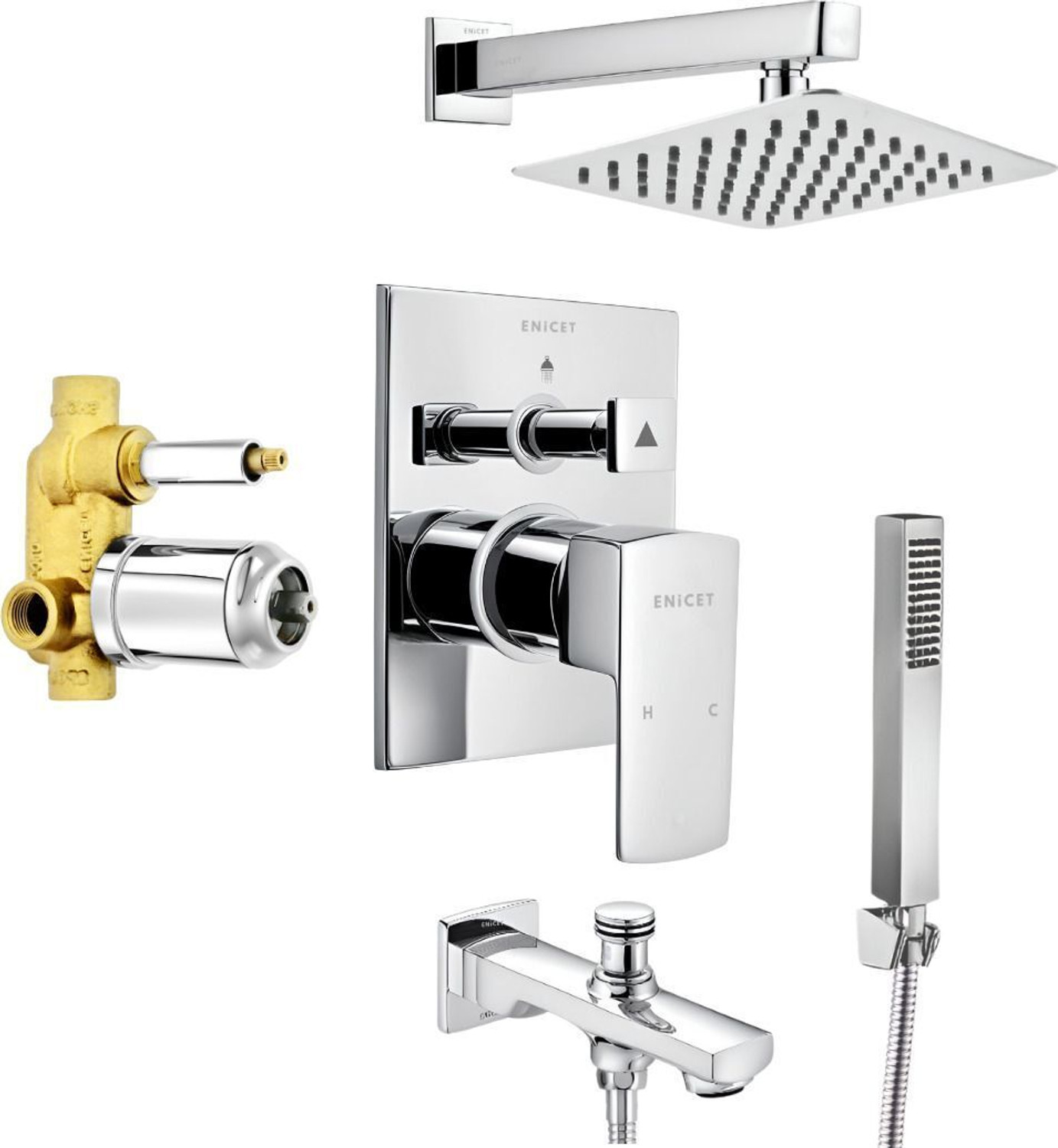Image of KD INDUSTRIES Premium Smart Piano Shower Full Set & Shower Panel & Shower Head & Hand Shower & Bidet Spray Gun (Dark Grey With Black) (Anti-Stain) (High Durability) Thermostatic Shower (Polished Graphite)