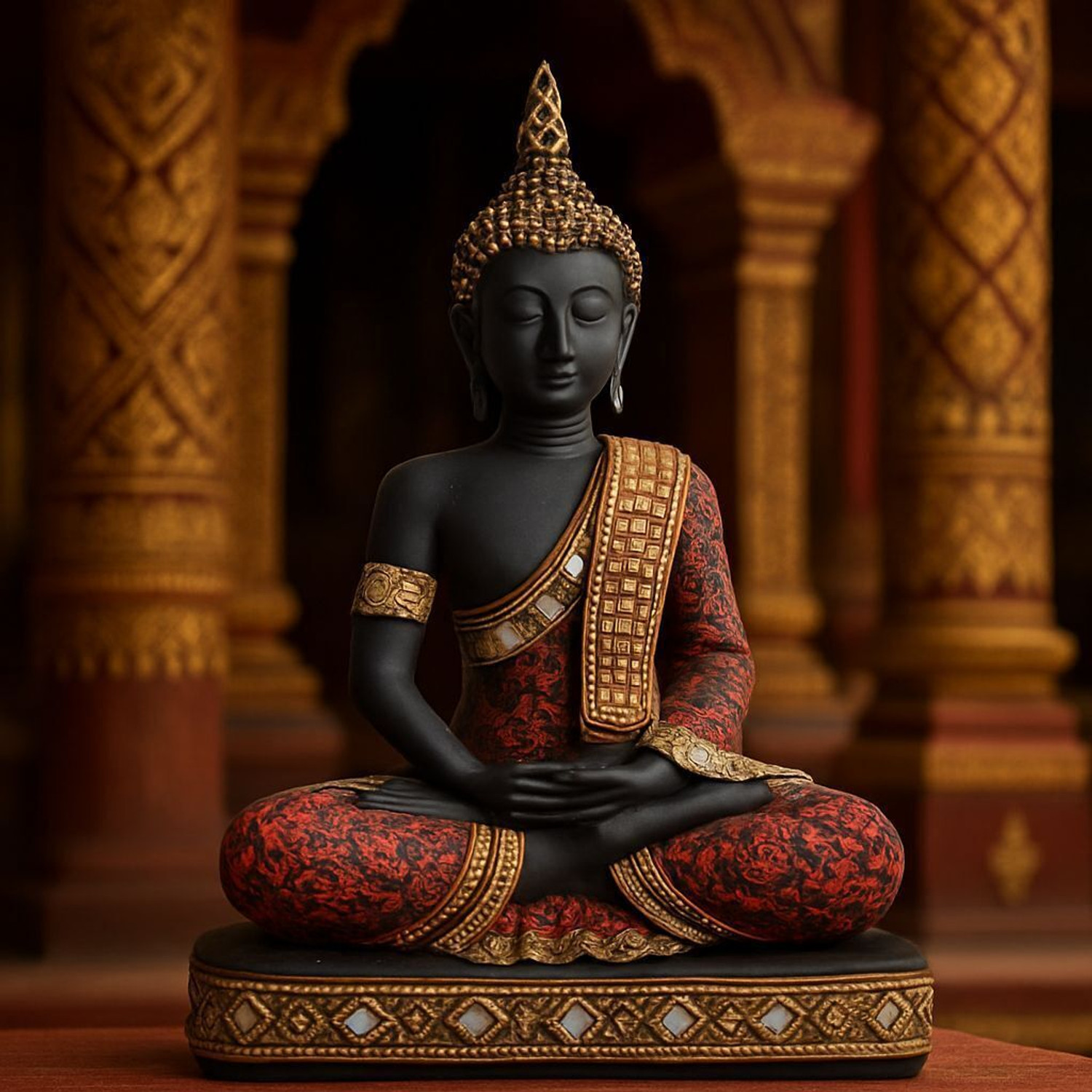 Image of Stockwing Buddha statue 001 Decorative Showpiece - 30 cm (Fabric, Black, Gold, Maroon)