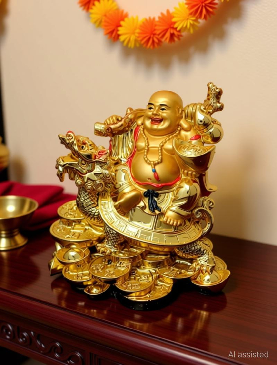 Image of Manthan Decorative Showpiece - 5 cm (Polyresin, Gold)
