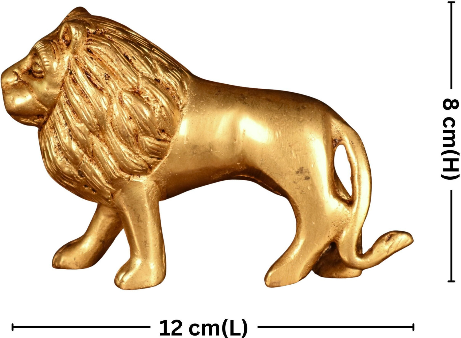 Image of Antiqar Brass Lion Showpiece | Standing Position | Handcrafted Home, Table Decor Decorative Showpiece - 8 cm (Brass, Gold)