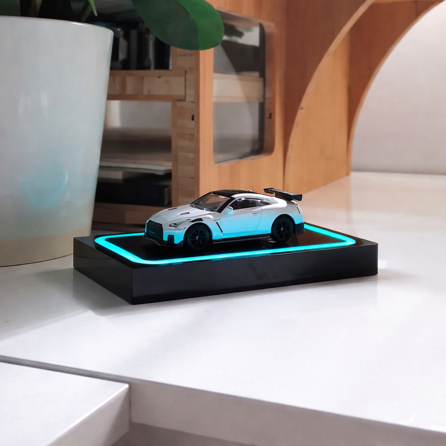 Image of Fancy Things Fancythings LED Car Glow Base Display Stand for 1:64 & 1:43 Scale Model Cars Decorative Showpiece - 1.5 cm (Ceramic, Black)