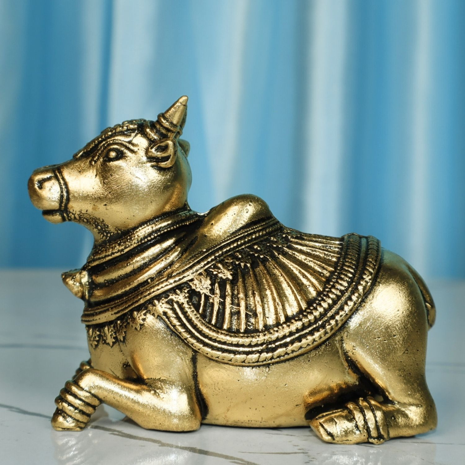 Image of Antiqar Brass Lion Showpiece | Standing Position | Handcrafted Home, Table Decor Decorative Showpiece - 8 cm (Brass, Gold)