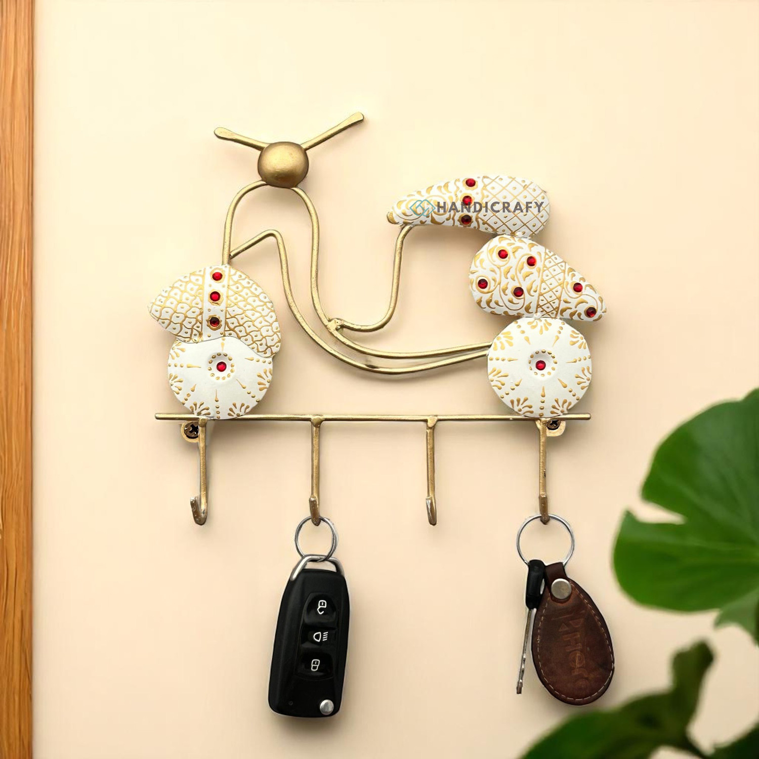 Image of Agromech Metal Hanging wall door Small Pan Leaf Ganesh Decorative Showpiece - 21 cm (Metal, Copper)